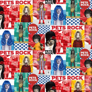Pets Rock allover patch 44" fabric by Michael Miller, DC10261-mult-d