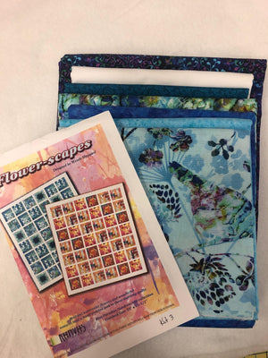 Blue Paradise Flower-scapes quilt kit, Kanvas Studio, measures 55" x 63"