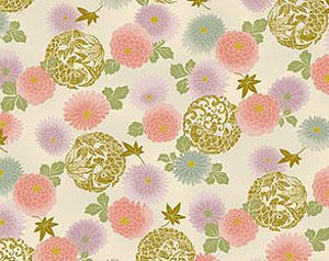 Pink Flowers and Koi 44" fabric by Quilt gate, metallic, HR3240-14