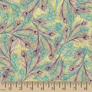 Iridescent Peacock Feathers 44" fabric by Springs Creative, 64312