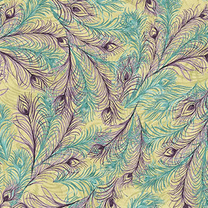 Iridescent Peacock Feathers 44" fabric by Springs Creative, 64312