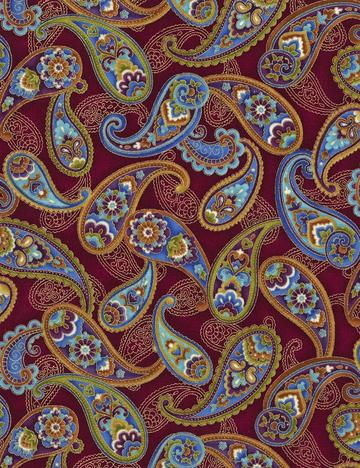Asian style Paisley 44" fabric, Timeless Treasures, Fortuna cranberry CM5614
