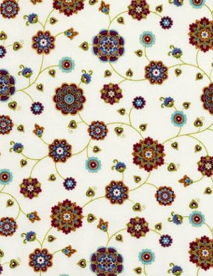 Asian floral on cream background 44" fabric, Timeless Treasures,  Fortuna cream CM5616