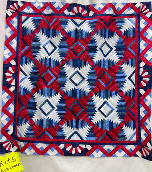 Little Firecracker Quilt Kit 53"x53" FPP in Red, White & Blue Hoffman Batiks