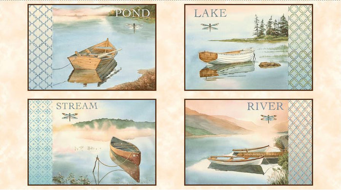 Peace and Calm on the water 24" Panel by Quilting Treasures, 26390-E, Tranquility