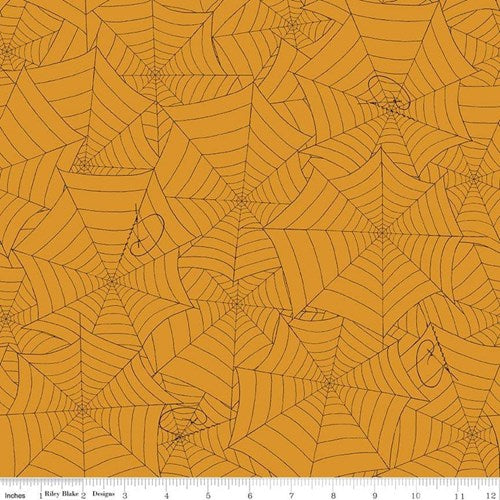 Orange Spider Webs 44" fabric by Riley Blake, C8366 - orange